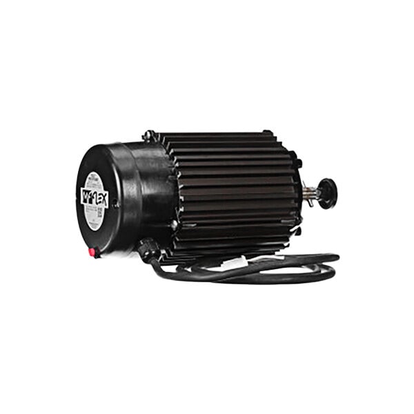 A black electric motor with wires.