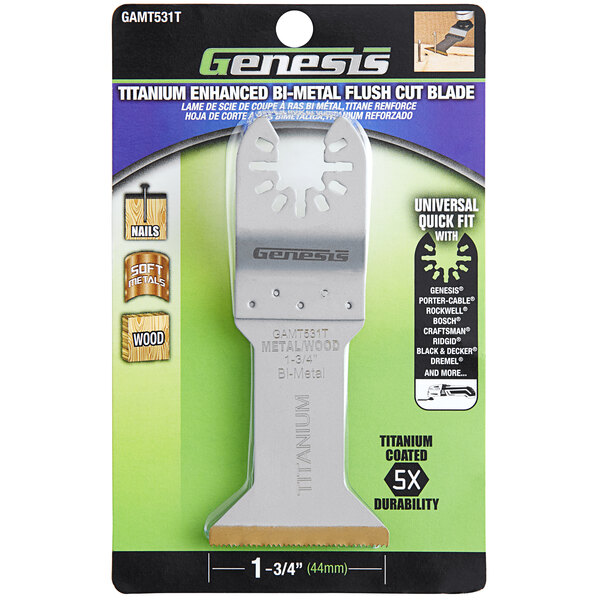 A close-up of a Genesis titanium flush cut blade.