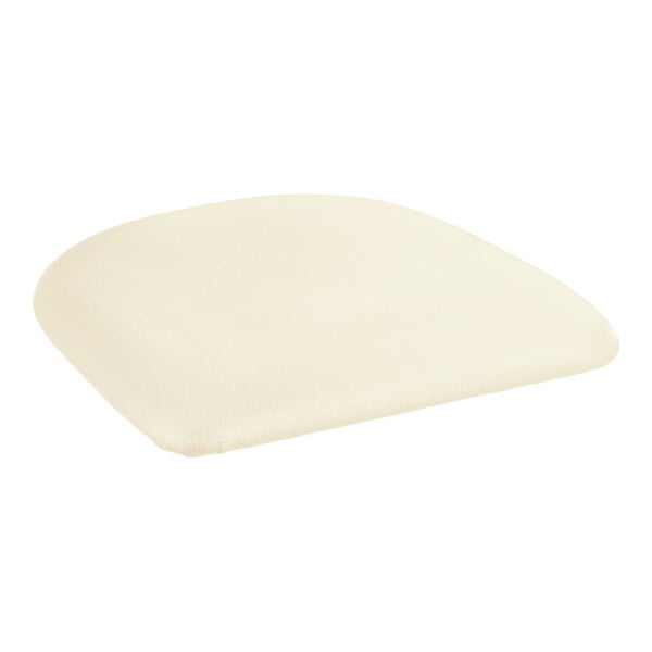 A Lancaster Table & Seating white vinyl cushion on a white background.