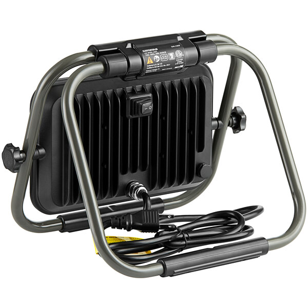 A black and gray Genesis foldable LED work light.