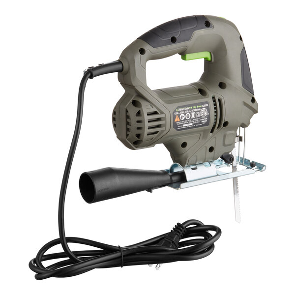 A Genesis corded electric jigsaw with accessories.