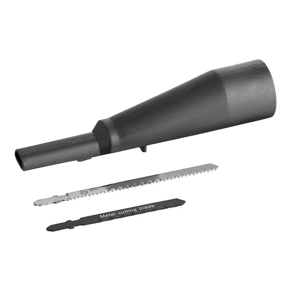 A black and silver Genesis Variable-Speed Orbital Action Jigsaw with a black handle and metal blade.