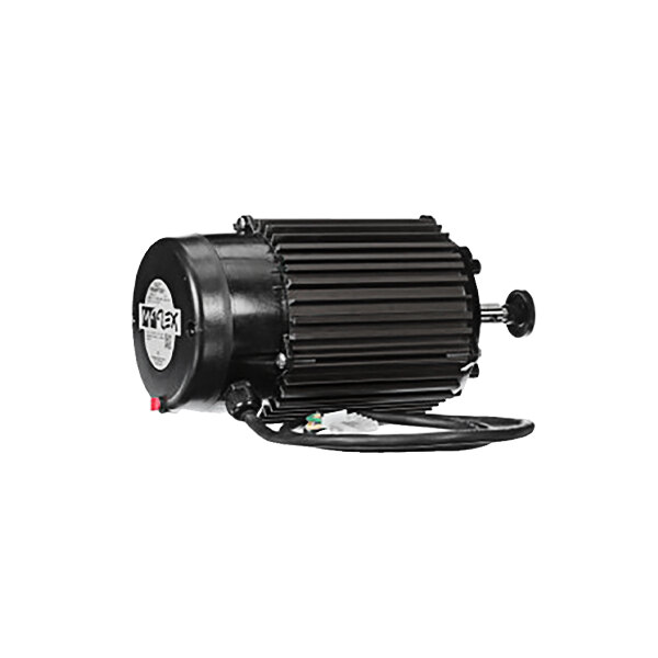 A close-up of a black Portacool Jetstream 250 electric motor with wires.