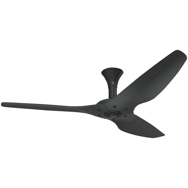 A black Big Ass Fans Haiku indoor ceiling fan with black blades.