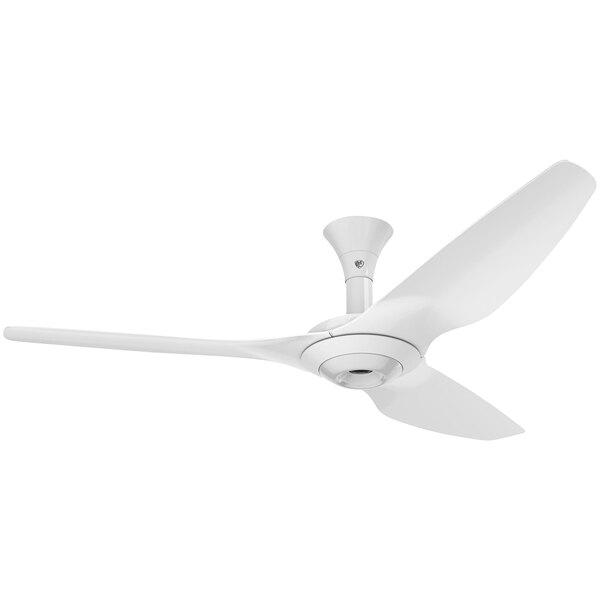 A white Big Ass Fans Haiku ceiling fan with white blades.