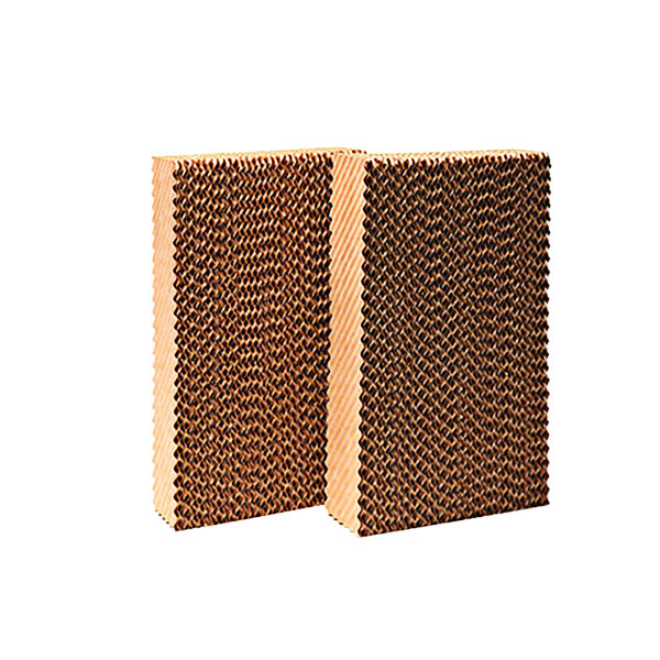 A close-up of two brown and white foam pads.