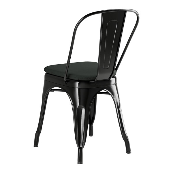 Lancaster Table & Seating Alloy Silver Indoor Cafe Chair with White Vinyl Cushion