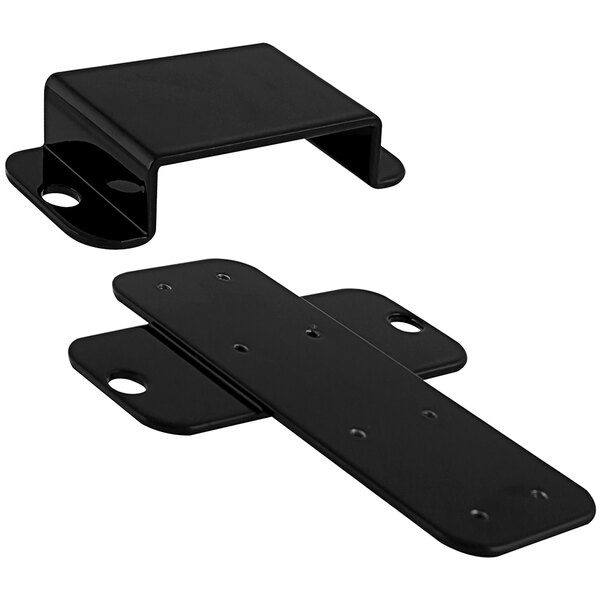A black rectangular Badger forklift bracket adapter with holes.