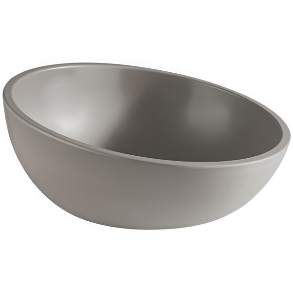 A grey APS Element round angled melamine display bowl.