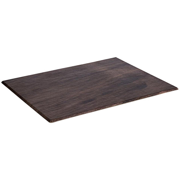 An APS Oak melamine serving tray with a dark brown finish.