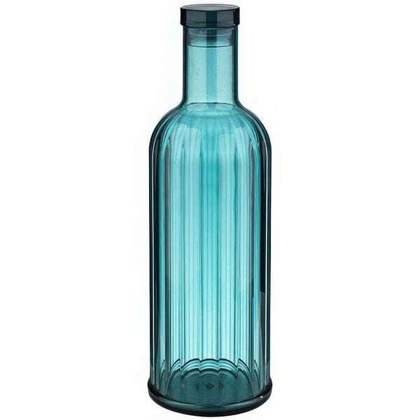 A blue plastic APS bottle with a black lid.