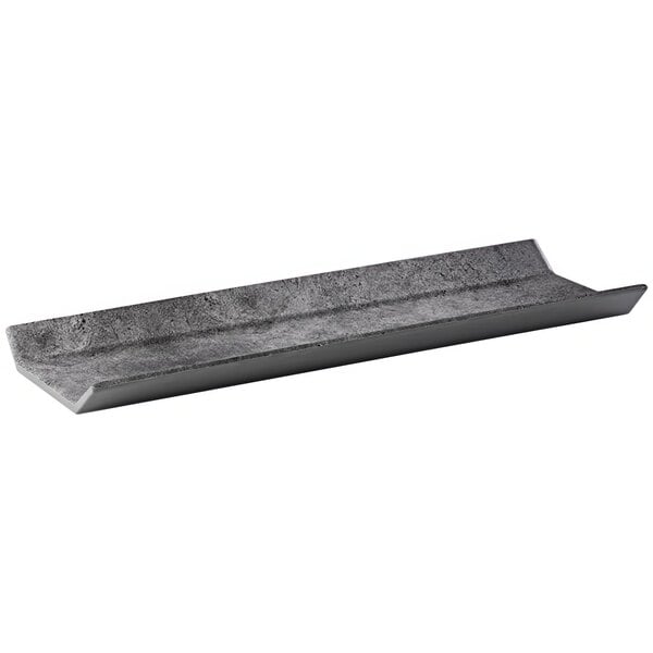 A rectangular gray faux concrete melamine tray with handles.