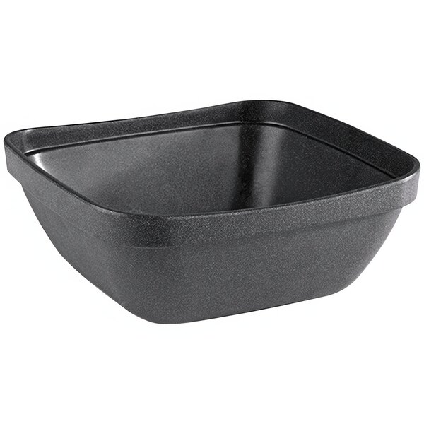 A black square APS melamine bowl.