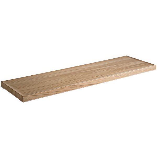 A rectangular melamine serving tray with a wooden surface on a table.