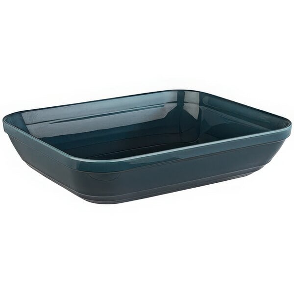 A blue rectangular APS Emma melamine bowl.