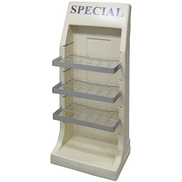 A white MasonWays adjustable wire 3-shelf display stand.