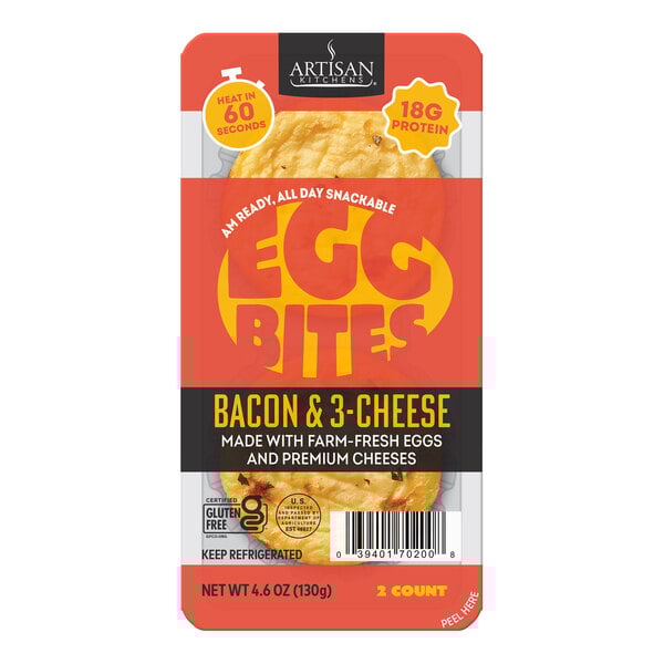 Artisan Kitchens Bacon and Three Cheese Egg Bites 2-Pack - 7/Case