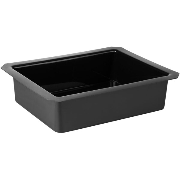 A black rectangular APS Superbox plastic salad bar insert.