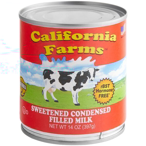 A can of California Farms sweetened condensed milk.
