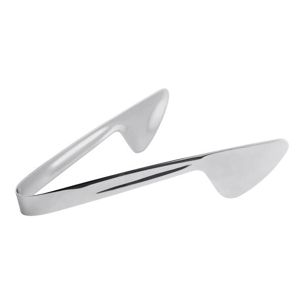 A pair of stainless steel heavy weight pastry tongs.