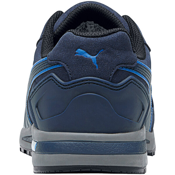 A navy Puma Airtwist low athletic shoe for men with composite toe.