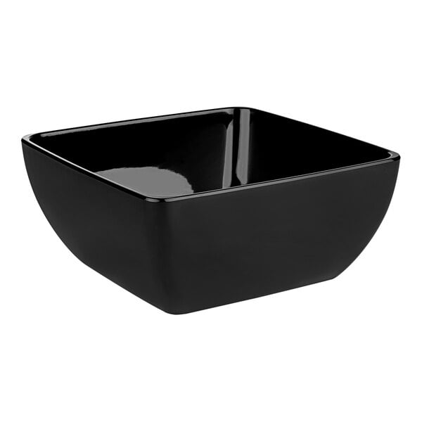 A set of 4 black square APS Pure melamine bowls.