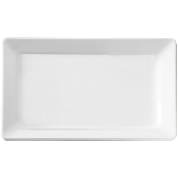 A white rectangular APS Pure melamine tray with a white border.