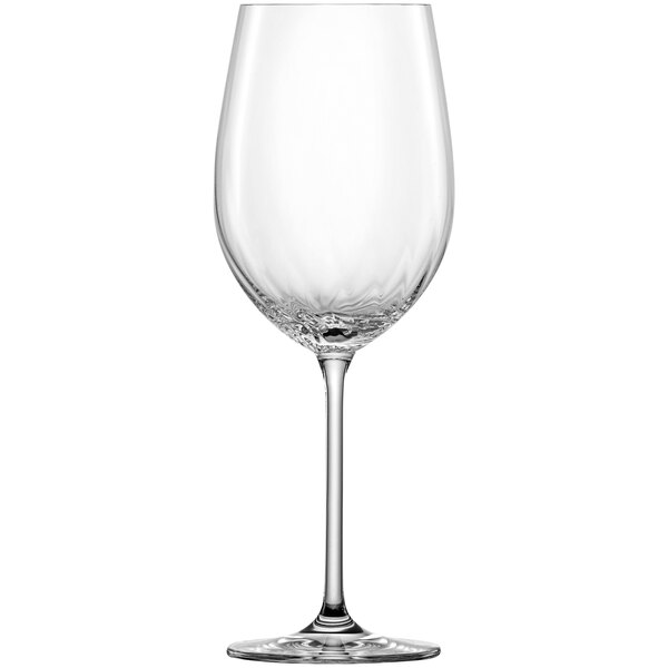 A clear Schott Zwiesel wine glass with a stem.