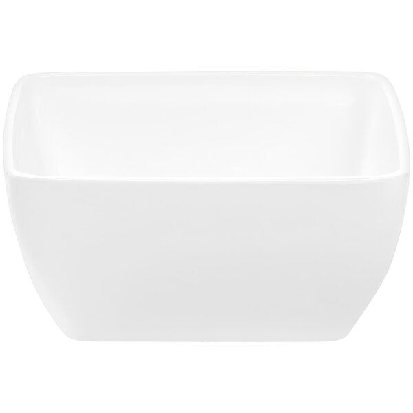 A white square bowl on a white background.