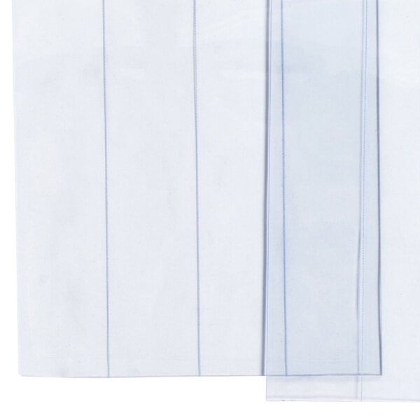 A white rectangular strip door with blue lines.