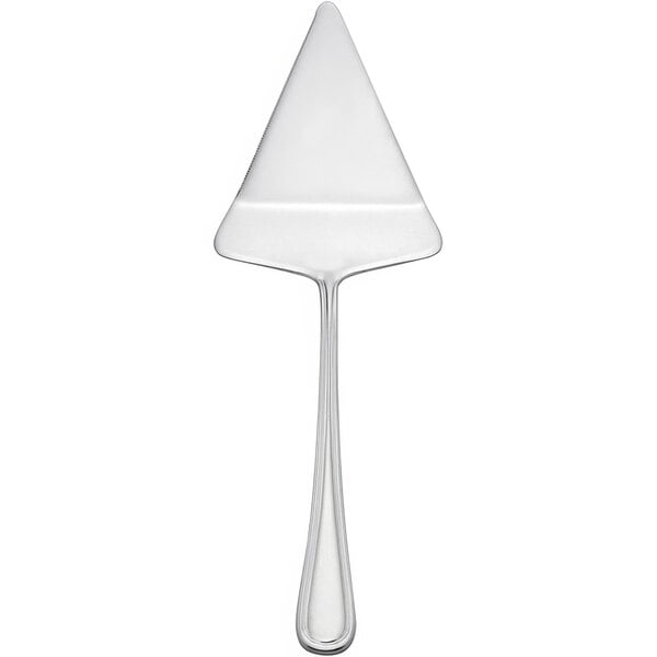A Oneida New Rim stainless steel pie server with a triangle shaped handle.