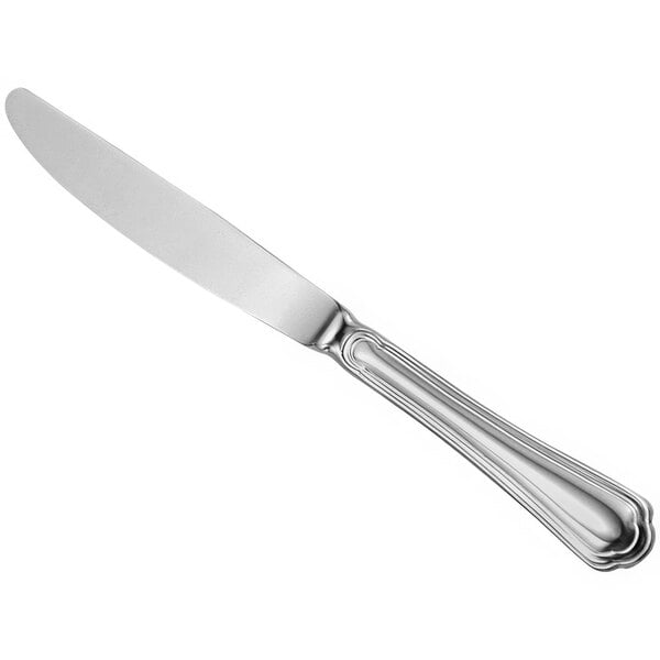 A Sant'Andrea Rossini stainless steel dessert knife with a white handle.