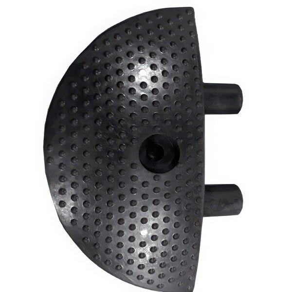 A black Plasticade Premium speed bump end cap with holes.