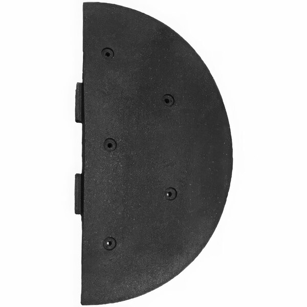 A black rubber half circle with holes on the ends.