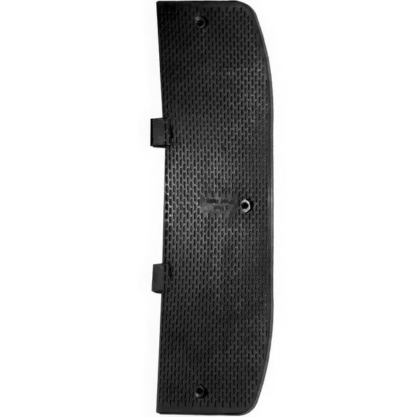 A black plastic Plasticade Premium male speed hump end cap with holes.