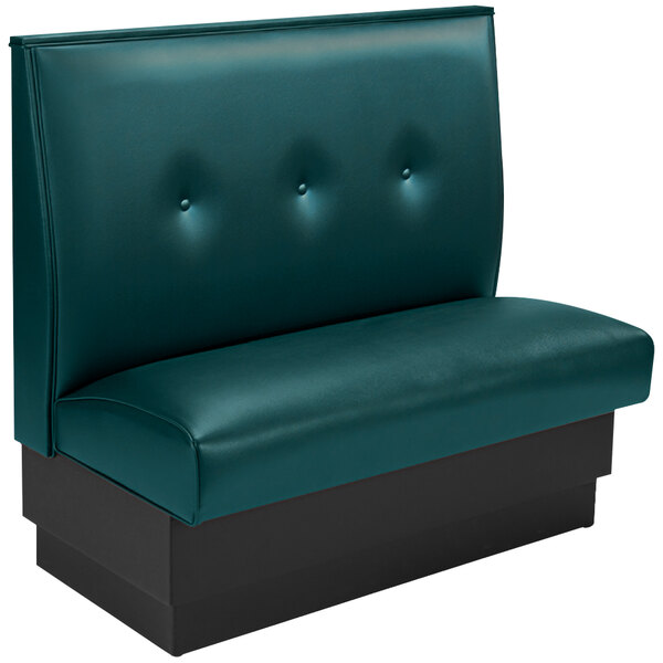 An American Tables & Seating forest green booth with a black base.