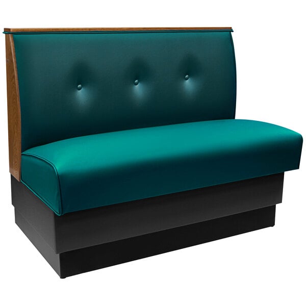 A forest green American Tables & Seating restaurant booth with a tufted back.