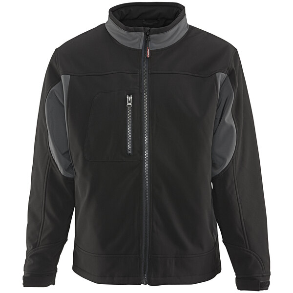 A black RefrigiWear insulated softshell jacket with grey accents.