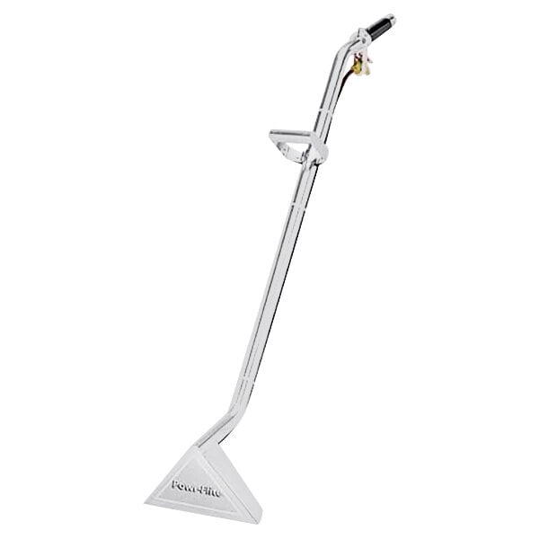 A stainless steel wand for a Powr-Flite carpet extractor.