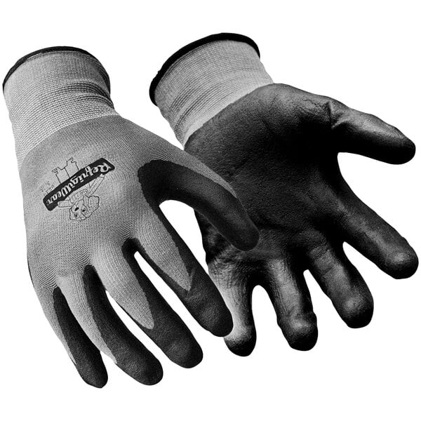 A pair of black and gray RefrigiWear Thin Value Grip gloves.