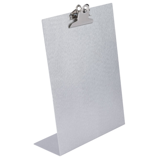 A Menu Solutions white clipboard with a metal clip.