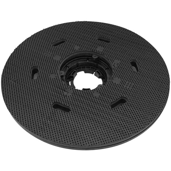 A Powr-Flite 20" black disc pad driver with holes.