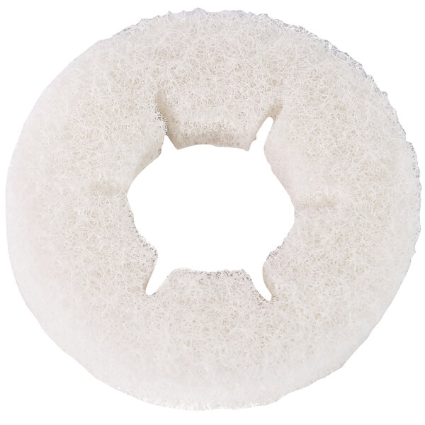 A white round Tornado polishing pad with a hole in the middle.