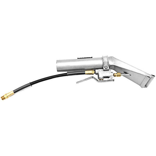 A stainless steel and black Powr-Flite detail tool with a hose attached to it.