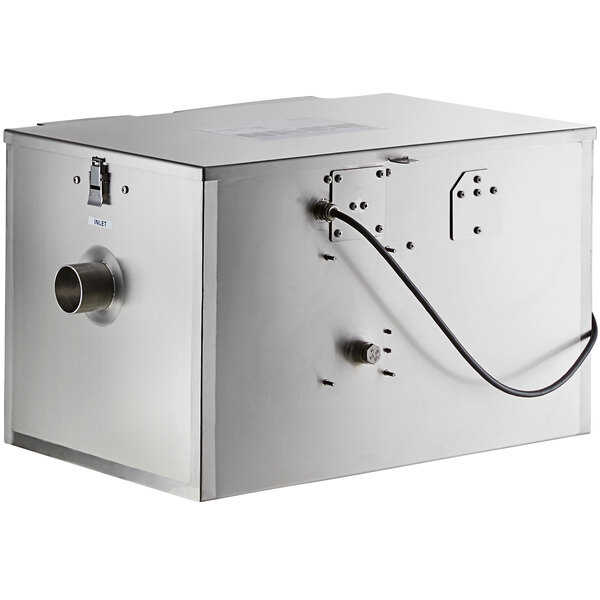 A rectangular metal Grease Guardian GG-D15 with a black power cord.