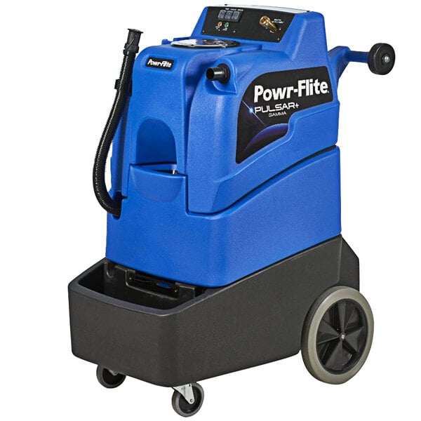 A blue and black Powr-Flite Pulsar Gamma+ 15 gallon carpet extractor.