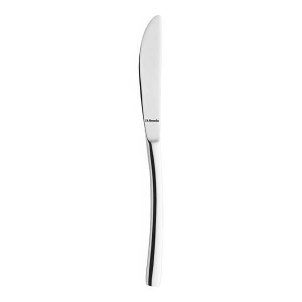 An Amefa Aurora stainless steel dessert knife with a silver handle and black blade.