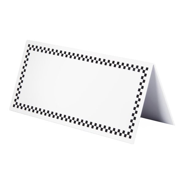 Rectangular Write-On Deli Tent Sign with Black Checkered Border - 25/Pack
