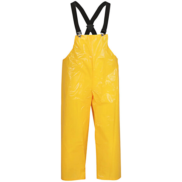 Yellow Tingley Iron Eagle overalls with black straps.