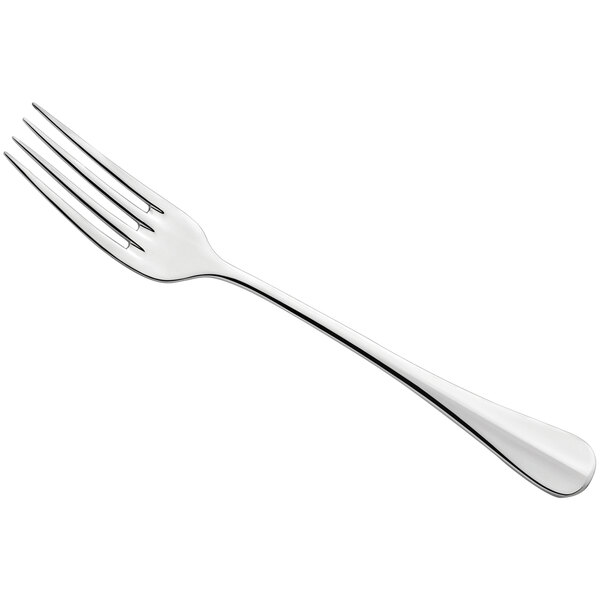 An Amefa stainless steel dessert fork with a silver handle.